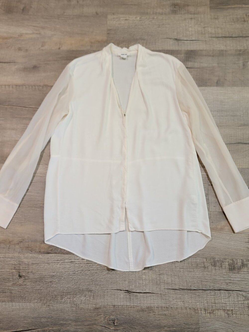 Helmut Lang Size Large Silk/Wool/Viscose Blend Cream White Blouse SW-TF0774